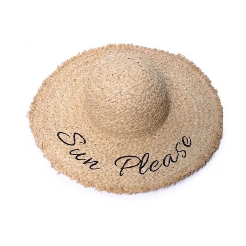 2019 الربيع الصيف كبيرة واسعة حافة الرافية قبعات من القش رسائل شاطئ كاب الشمس حماية كبيرة الرافية القش قبعة A1