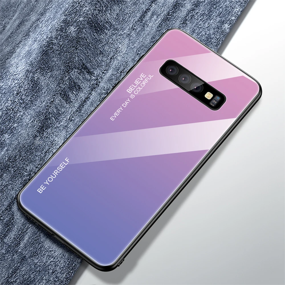 Цветной чехол из закаленного стекла для Samsung Galaxy S10 S10e A9 A7 A8 A6 Plus 2018 A5 2017 J8 J4 J6 S9 S8 Note 8
