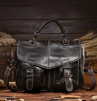 

New Men Vintage Oil wax Leather Cowhide High Quality Handbag Briefcase Business Messenger Shoulder Bag handbags
