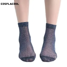 [COSPLACOOL] Весна/Лето Новая коллекция в Корейском стиле; модная пикантная обувь золотого и серебряного цвета шелковые носки Для женщин/Женские туфли на высоком каблуке носки