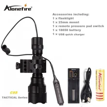 AloneFire C8 CREE XML T6 светодиодный тактический светильник фонарь страйкбол прицел ружья светильник 18650 перезаряжаемая батарея