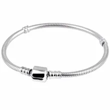 100% Plata Esterlina 925 Cadena de La Serpiente Europea Charm Bracelet Fit Encantos de DIY Que Hace