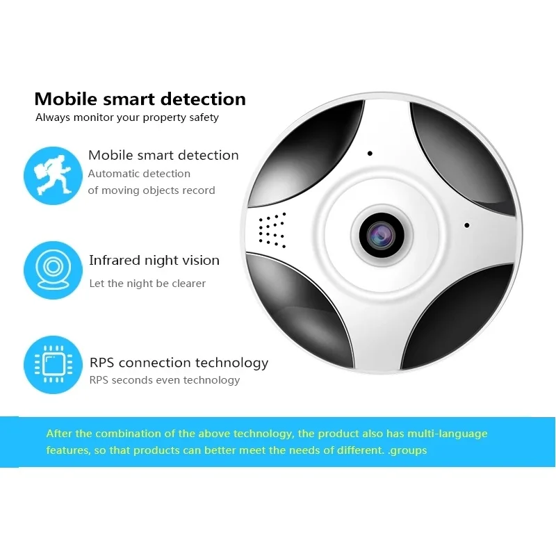 V380 WIFI Беспроводная камера 360 градусов 960P HD IP рыбий глаз панорамная Домашняя