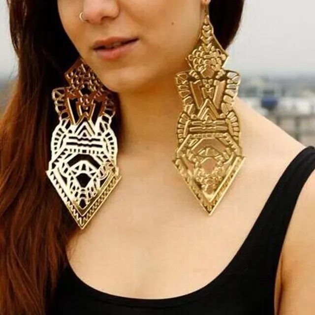 New Style Summer Exaggerated Oversized Earring Bohemia Women Sweet New Style Summer Exaggerated Oversized Earring Bohemia Women Sweet Party Retro Hollow Acrylic Jewelry