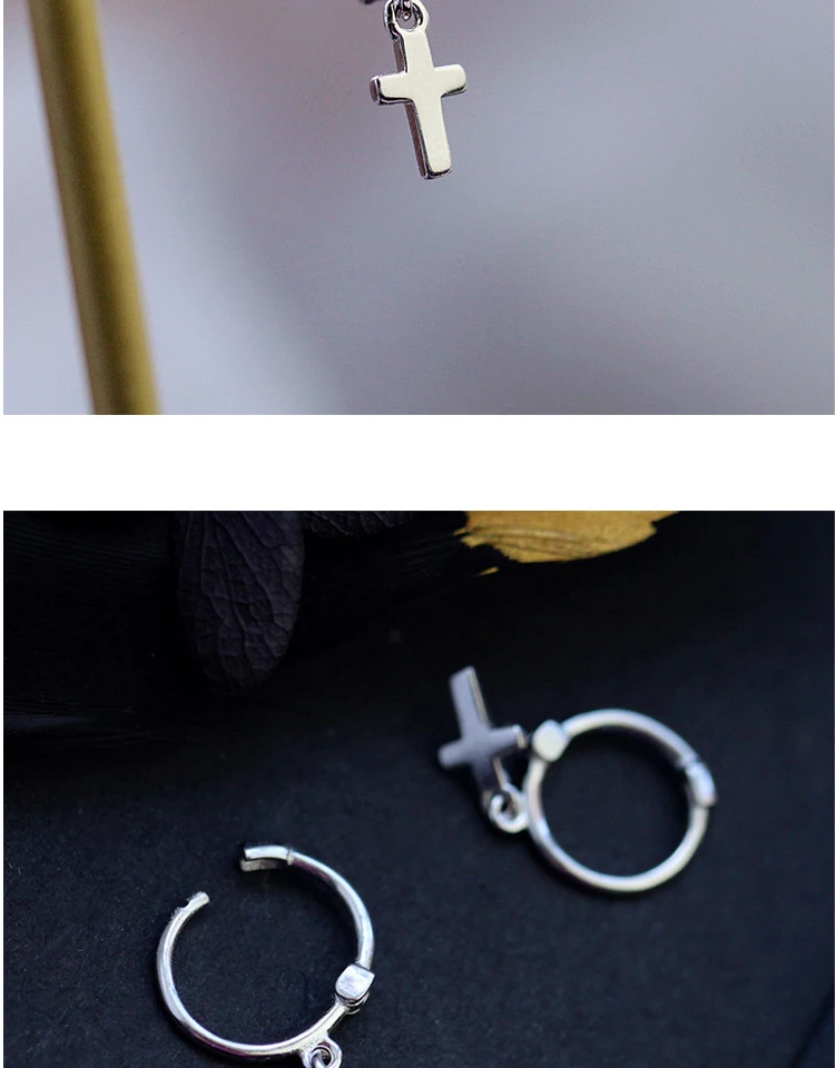 New Fashion Small Cross Hoop Earrings for Women Exquisited 925 Sterling Silver Ear Piercing Huggie Earring Pendientes Aro Plata (10)