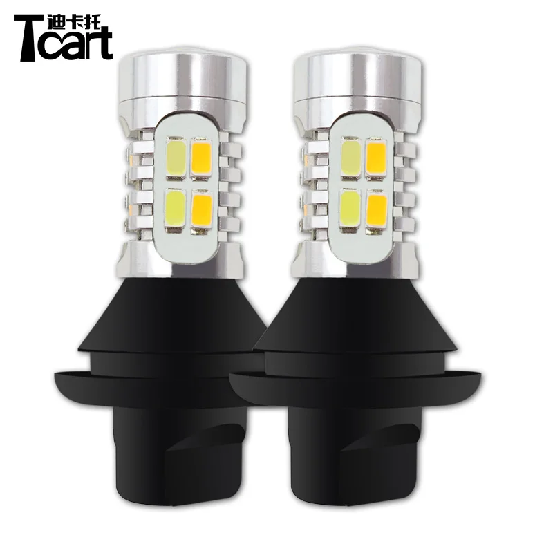 

Tcart 1Set Auto Led Bulbs Car LED DRL Daytime Running Lights Turn Signals Dual Color Lamp PY21W BAU15S For Hyundai Santa Fe 2013