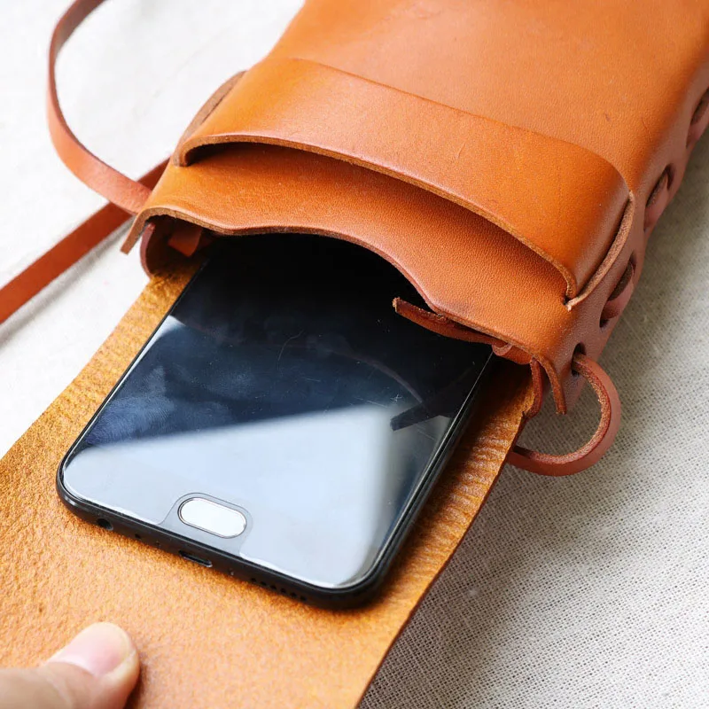 AETOO Retro lady small fresh wild leather large screen mobile phone shoulder small bag Messenger bag mini