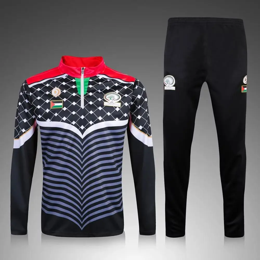 Тайское качество для survetement Palestino черный Свитшот Maillot de foot Palestine Futbol Camisa спортивный костюм наборы для бега - Цвет: Черный