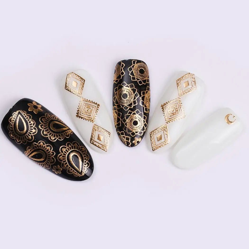 Модные женские наклейки для ногтей для свиданий, полые геометрические наклейки для ногтей и т. д., металлические украшения, вечерние 3D художественные Клубные Повседневные наклейки для ногтей