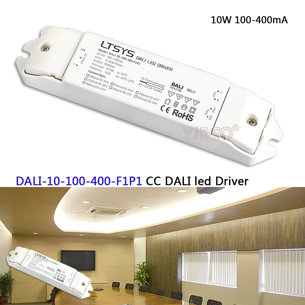 

LTECH Constant Current Dimmer Driver;DALI-10-100-400-F1P1;AC100-240V input;DC10-45V output 10W 100-400mA CC DALI led Driver