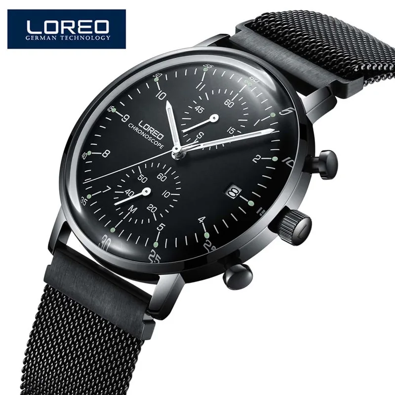 LOREO люксовый бренд кварцевые мужские стальные часы водонепроницаемые светящиеся часы календарь сапфировое стекло часы дропшиппинг