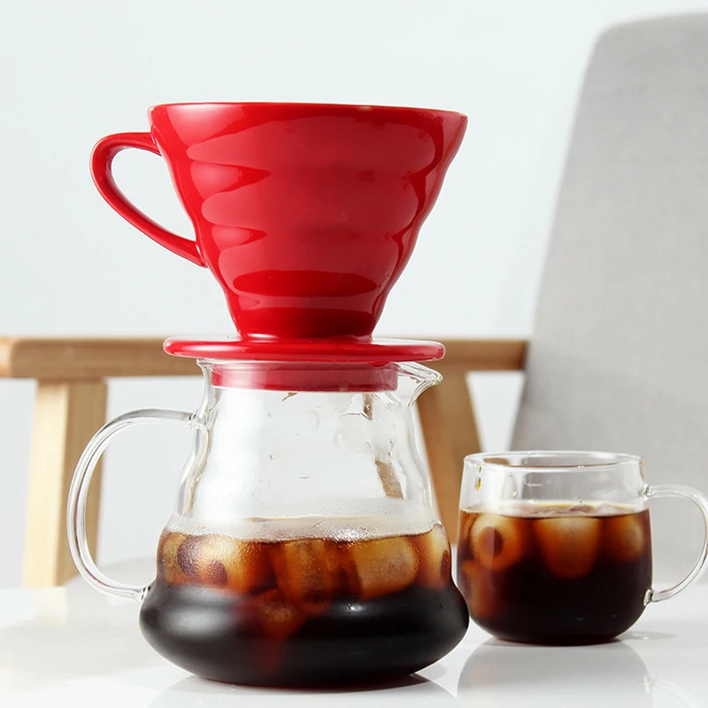

Ceramic Coffee Dripper Engine V60 Style Coffee Drip Filter Cup Permanent Pour Over Coffee Maker with Separate Stand for 1-4 Cups