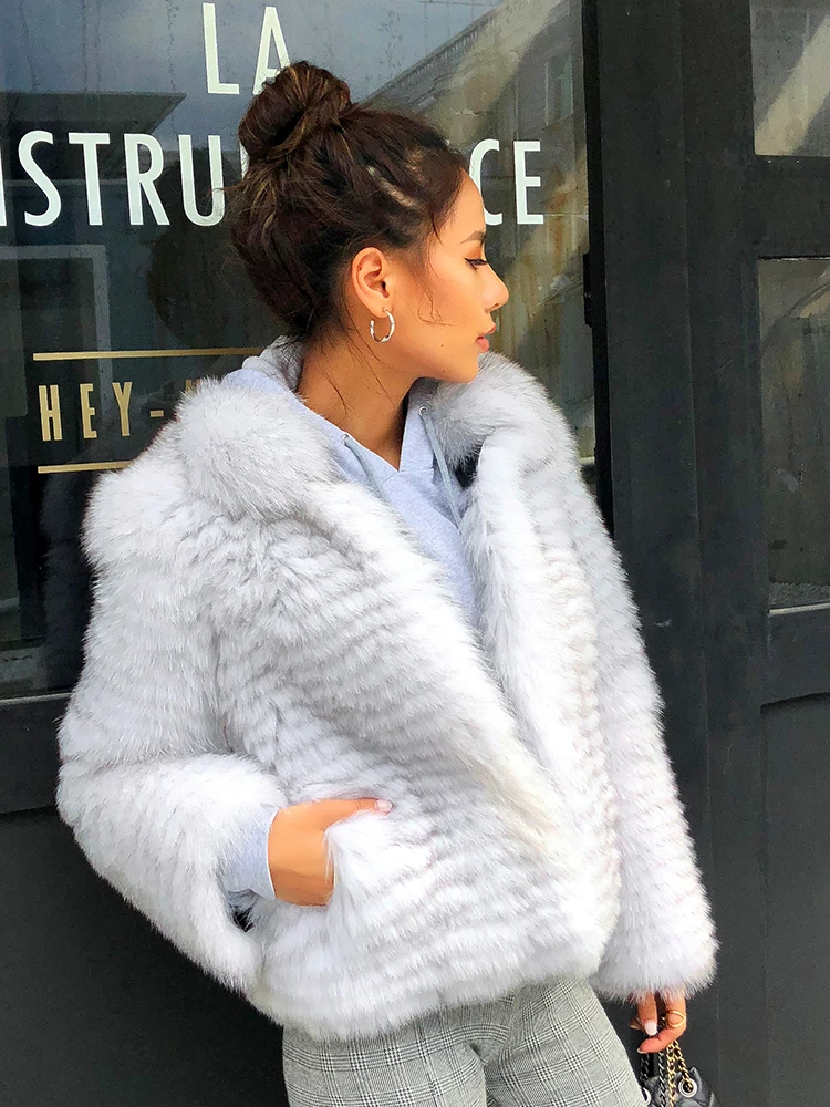 Coréen Vestes De Double Hiver Femme Manteau My962 Automne 2018 White Fourrure Veste face Vêtements Femmes Renard Réel x1wU7qnCx