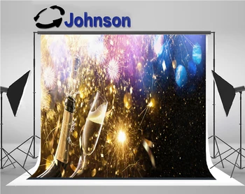 

wall backdrop Vinyl cloth High quality Computer print Fireworks Glasses Champagne Bokeh backgrounds