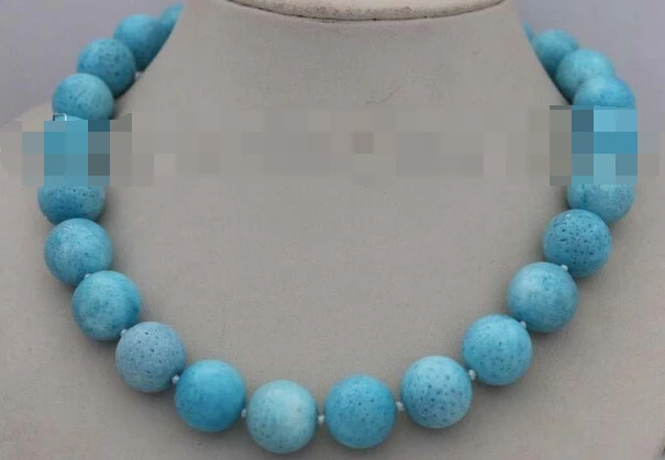 

ddh002435 18" Genuine Natural 16mm Green Round Coral Necklace 14k