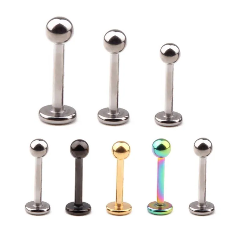 

Lot 1Piece Surgical Steel Assorted Colors Labret Stud Lip Piercing Ear Cartilage Tragus Helix Ring Fashion Charming Jewelry