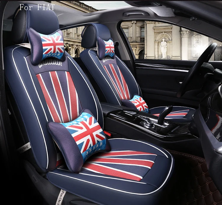 brand design flag pattern pu leather car seat cover for fiat 500 fiat