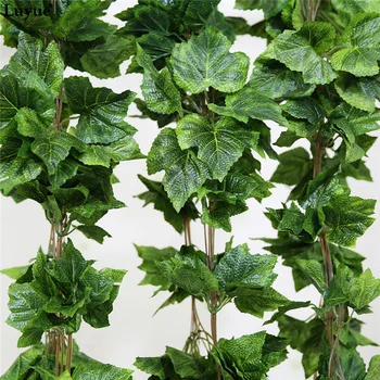 

Luyue 12PCS Artificial Plants Flower Silk Grape Leaf Hanging Garlands Simulation Faux Vine Wedding Decoration For Home