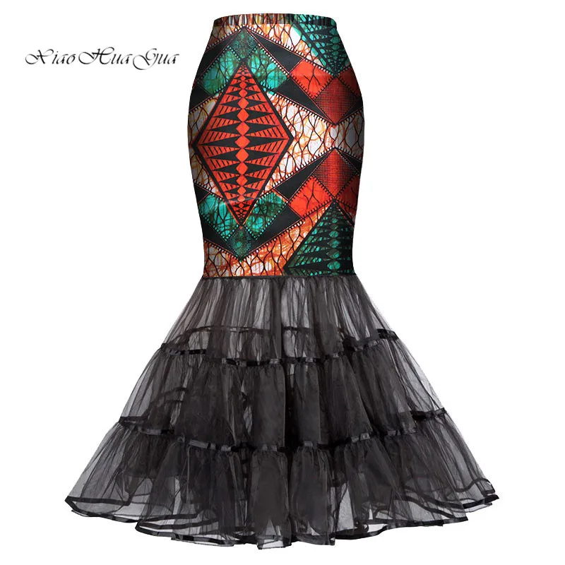 Африканские юбки для женщин, богатая африканская ткань, элегантные вечерние юбки с принтом, женские Облегающие юбки с высокой талией, Wy4456