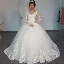 Vinca Sunny robe mariage 2019 v-образным вырезом свадебные бальные платья с длинным рукавом свадебные платья, аппликации из Кружева реальное