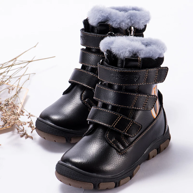 Princeprd зимняя детская ортопедическая обувь для девочек и мальчиков, натуральный мех, натуральная кожа, высокая талия, орхопедическая обувь для детей