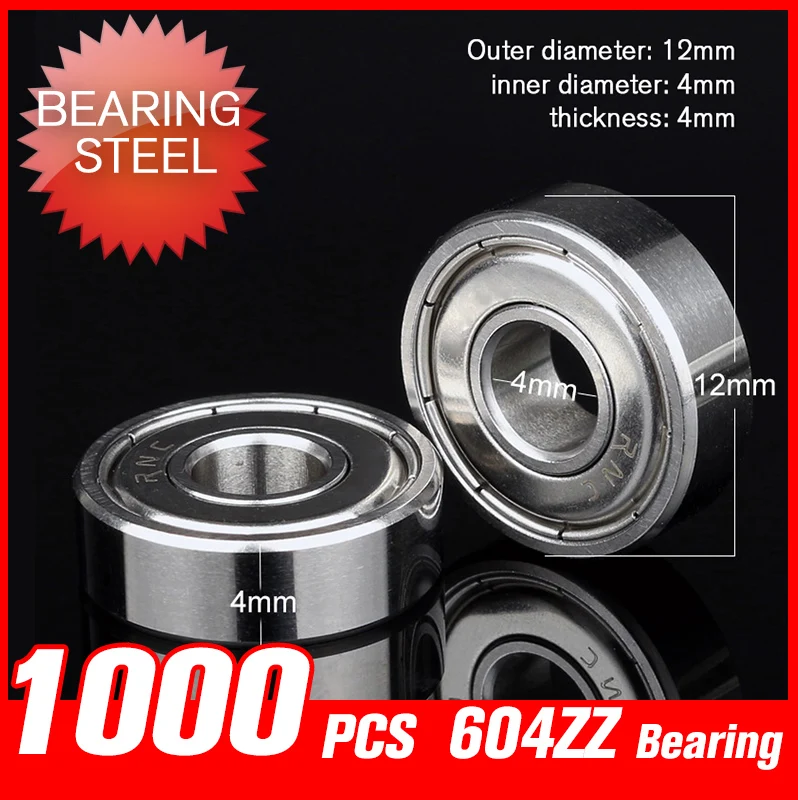 

1000pcs 604ZZ Bearings Bearing Steel Precision Bearing For Conveyor Sewing Machine Parts Mixers Hardware Tool Accessories