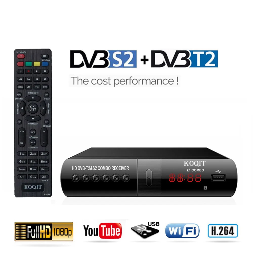 Tanie DVB T2 + DVB S2 TV odbiornik satelitarny tuner cyfrowy dekoder dekodera Youtube bezpłatny Receptor DVB T2 Internet Iptv m3u Combo Wifi