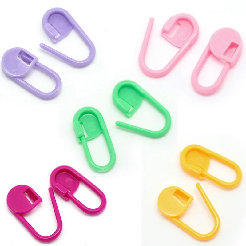 

Urijk 20/200PCs DIY Sewing Tool Craft Locking Stitch Marker Holders Knitting Crochet Needle Clip Hooks Mixed Plastic Ring Holder