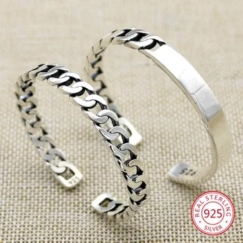 

S925 sterling silver bracelet fashion personality creative glossy openwork retro temperament lover gift hot sale Bangles