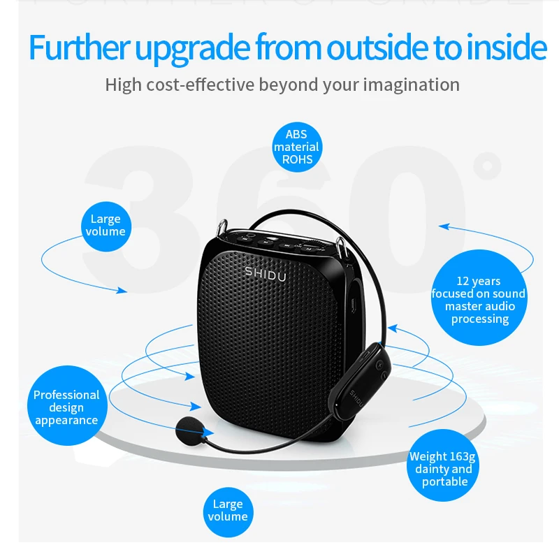 Baratos AMPLIFICADOR DE voz SHIDU Ultra inalámbrico portátil UHF Mini altavoz de Audio USB para profesores Tourrist Yoga Instructor S615