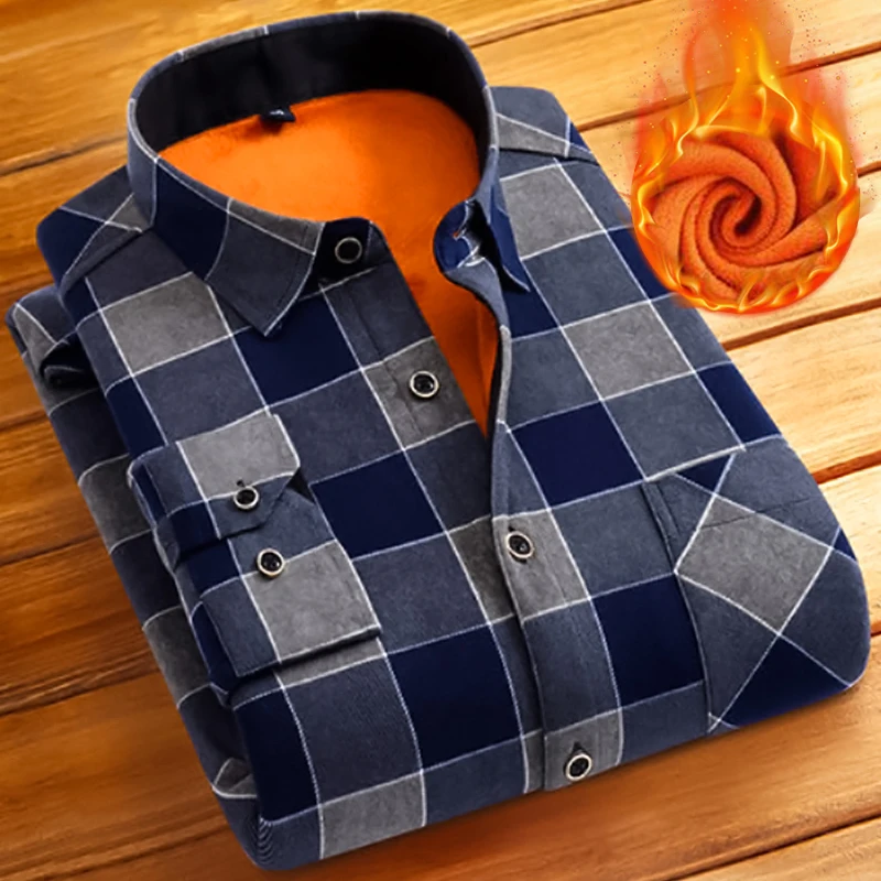 Najtaniej Moda męska zimowe ciepłe flanelowe kratę ubranie koszule bawełniane z długim rękawem męskie koszule robocze marki Casual Slim Fit Camisa koszule na przyjęcia towarzyskie