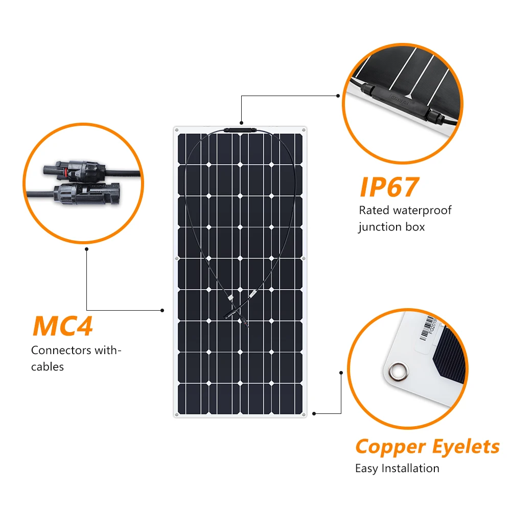 Boguang портативный Панели солнечные гибкие 16V 100W пластина монокристаллическая гнущаяся эффективность PV 12V 100 ватт Китай photovoltaique