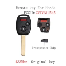 2+1 Buttons 433 Mhz CWTWB1U545 ID46//PCF7936 Chip Fob Keyless Entry Car remote key for Honda Pilot 2005-2008 Auto Parts 2 Pack