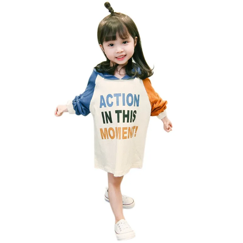 

Autumn Fashion Baby Girl Cotton Kids Dress Cute Patchwork Long Sleeved Sweatshirt Dresses Kids Girls Princess Dress Clothes