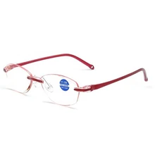 Алмазная резка без оправы анти-Blu-ray очки для чтения женские Анти-усталость увеличительные очки дальнозоркости+ 1,0+ 1,5 до+ 4,0