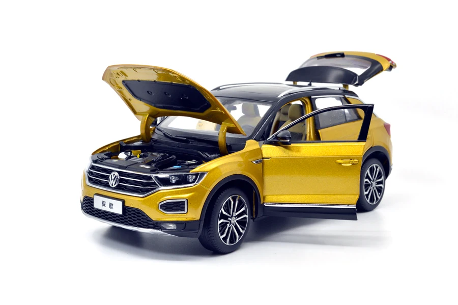 Модель Paudi 1/18 1:18 Масштаб VW Volkswagen T Roc Ограниченная серия Золотой Черный Топ литая под давлением модель автомобиля игрушка модель автомобиля открываются двери