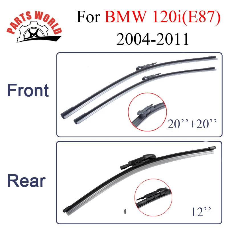 Combo Rubber Front And Rear Wiper Blade For BMW 1 Series 120i(E87) 2004