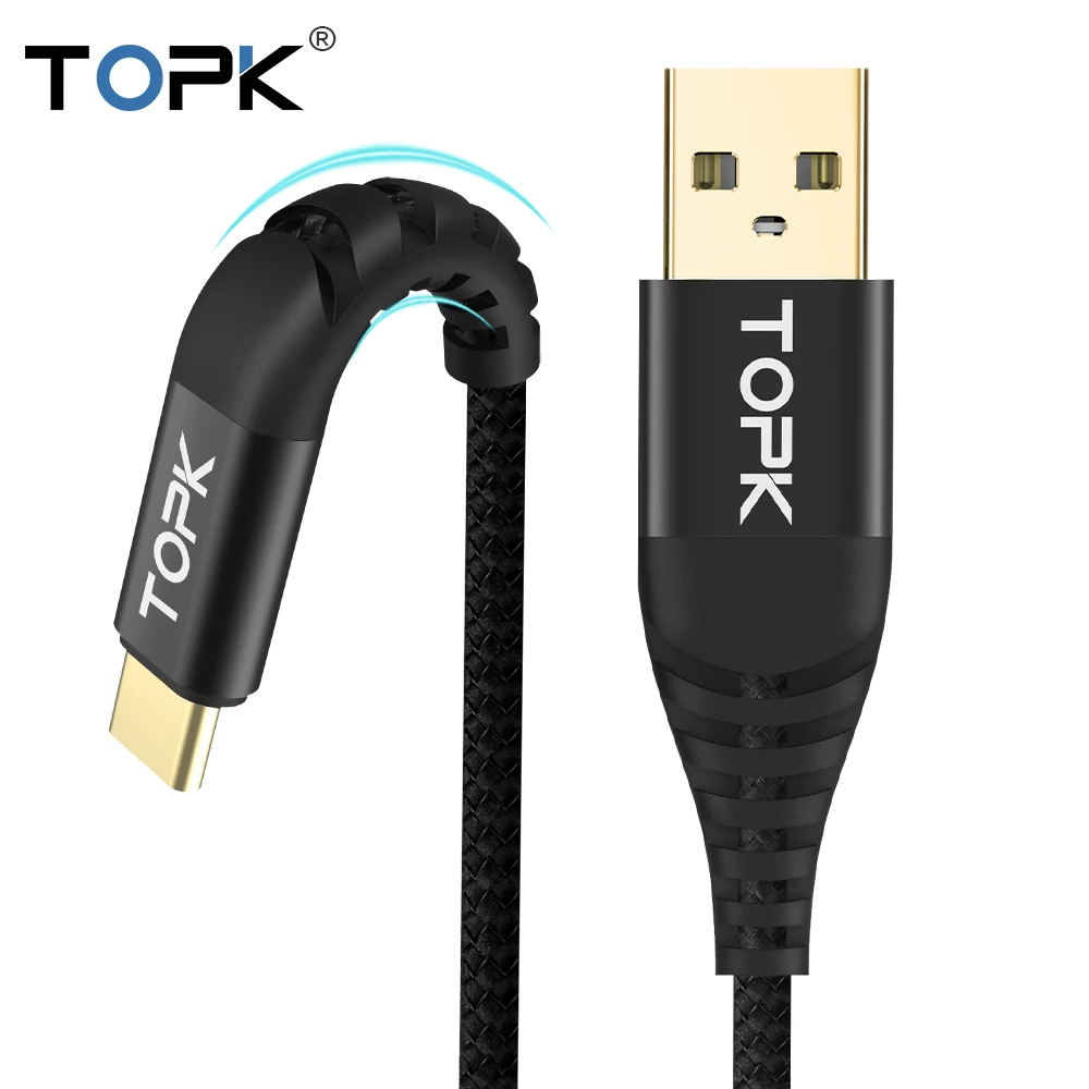 

TOPK 1M(3ft) USB Type C Cable for Samsung S9 S8 Type-C Data Cable for Xiaomi Mi6 Mobile Phone USB Cable USB-C