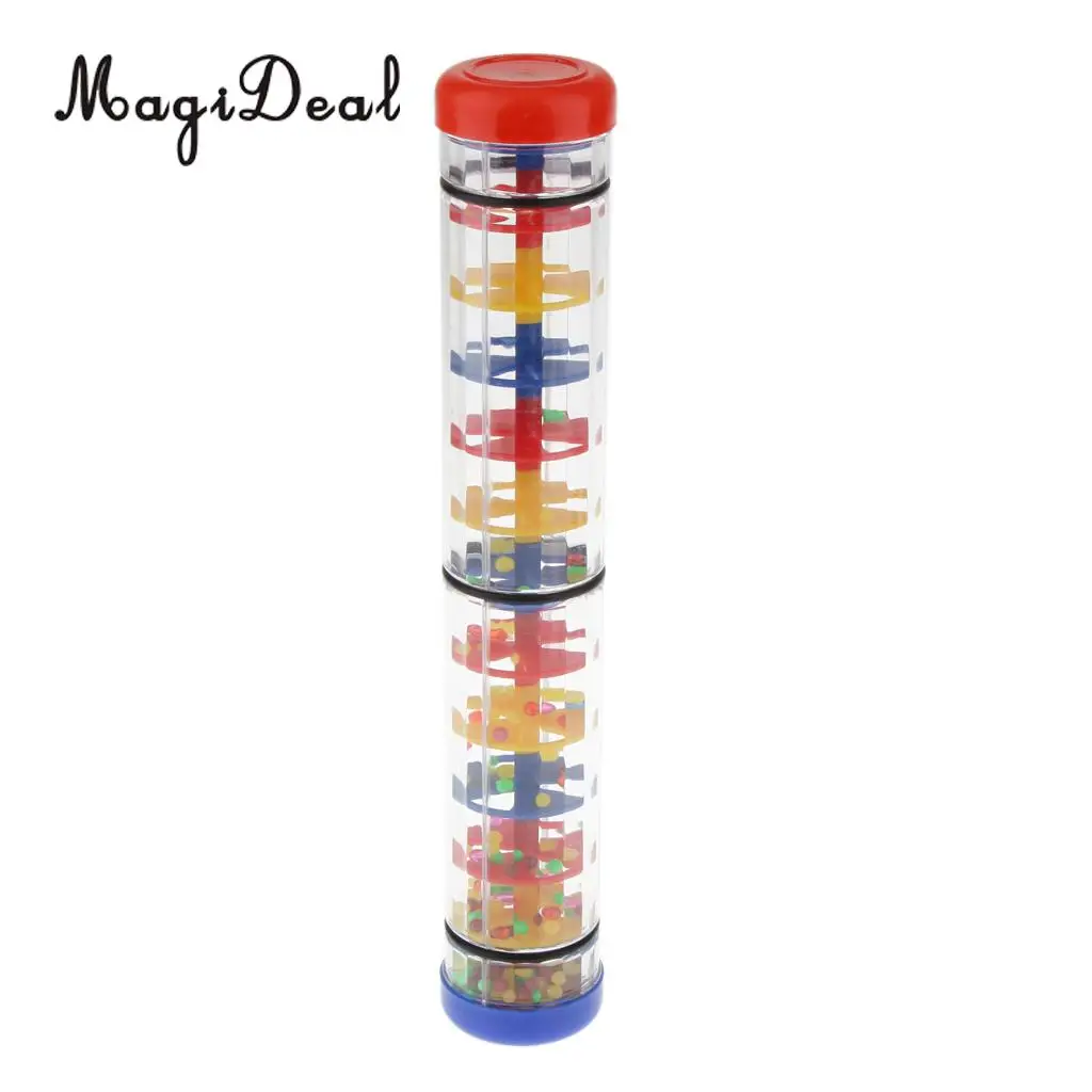 MagiDeal 1Pc Plastic Rain Sound Maker Shake Colorful Beads for Infant Baby Kids Youth Learn Play Toy Novelty Gift 20cm 10cm 30cm