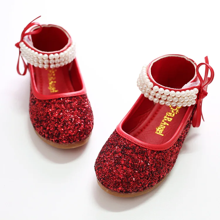Г. Весенняя Праздничная обувь для девочек милые груши детская обувь детские сандалии сверкающие Детские свадебные туфли для девочек обувь с плоской подошвой для девочек - Цвет: red