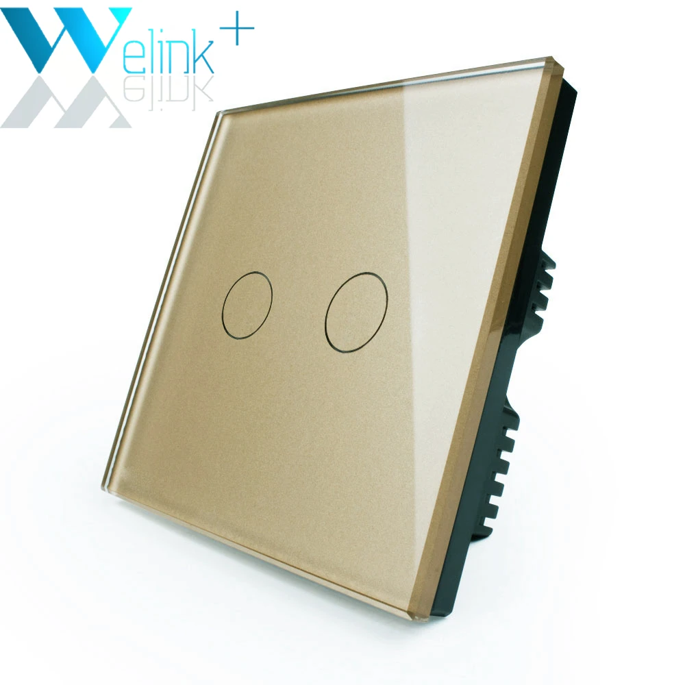  2Gang1Way, Стандарт ВЕЛИКОБРИТАНИИ, Свет лампы Настенный Выключатель, Сенсорный Выключатель, Закаленное стекло + LED, дом автоматизации, Роскошный Белый Хрусталя 