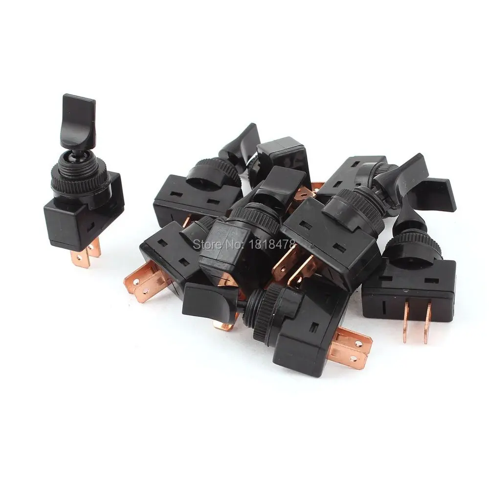 

12VDC 20A Two Position ON/OFF SPST 2-Pins 0.47" Mount Black Toggle Switch 10 Pcs