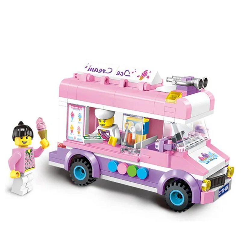 

213pcs Girls' Birthday Gifts City Ice Cream Car Compatibie Legoings Building Blocks Toy Kit DIY Educational Children Gifts