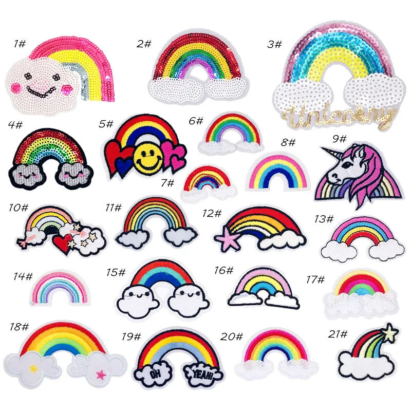 

New Cartoon Rainbow Combination Embroidery Cloth Stickers Clothing Bags Headwear Decorative Embroidery Cloth Patch Decoration