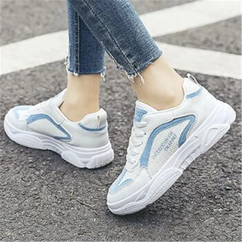 

WIGQCY 2019 new spring and autumn wild casual fashion flat women's shoes students color matching sports breathable shoes Y74