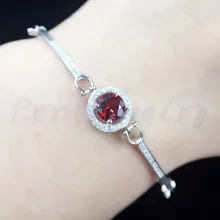 Натуральный гранатовый браслет-цепочка Серебро 925 пробы в ювелирном изделии 1ct G18052510