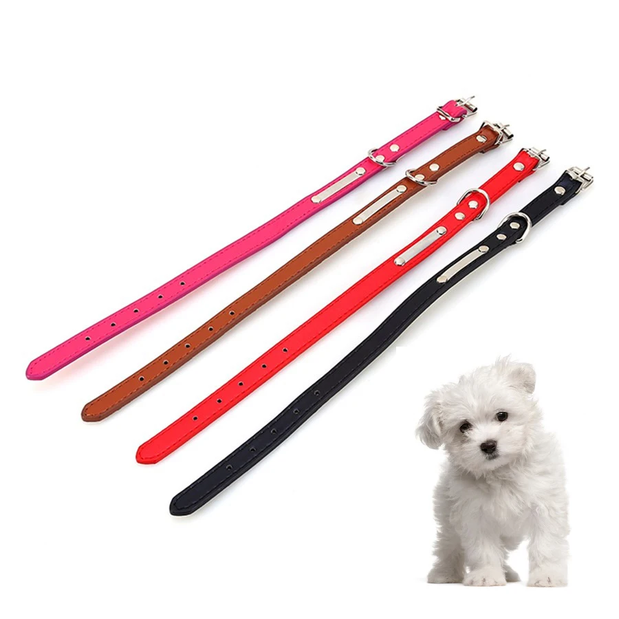 

Dogs Collars Puppy Collar Buckle Candy Color Leather Dog Leash Cat Studded Neck Strap Dogs Collar 4 Colors