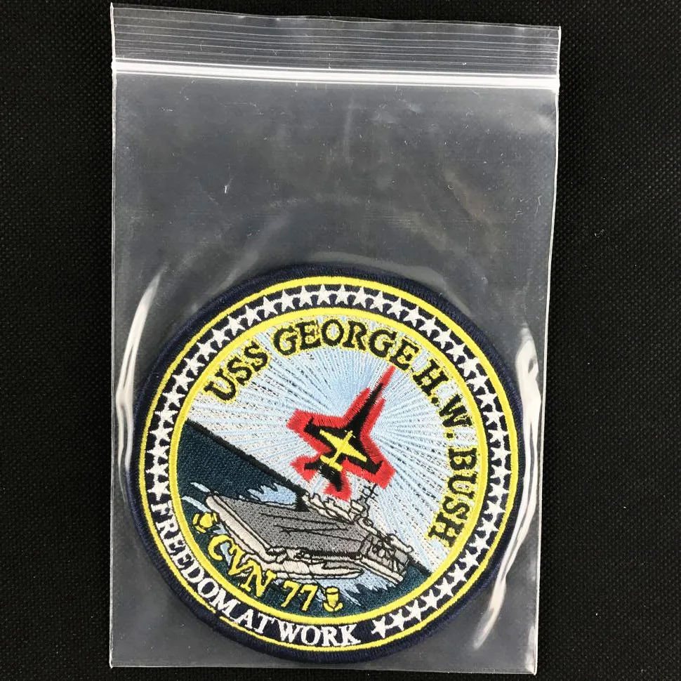 5 шт. USS Джордж H. W. BUSH CVN 77 патч Вышивка тактическая патч-ткань Morale Armband Army Brassard Hook