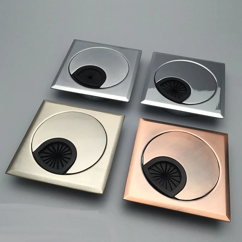 

2Pcs/Lot Square 60mm Zinc Alloy PC Computer Desk Table Grommet Cable Outlet Tidy Wire Hole Cover