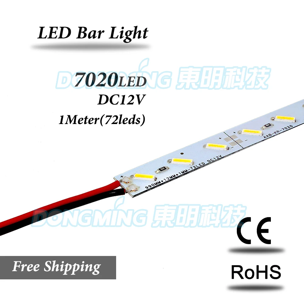 50 шт./лот 72 светодиода 1 м Светодиодная балка 7020 SMD IP22 12 В алюминиевый профиль